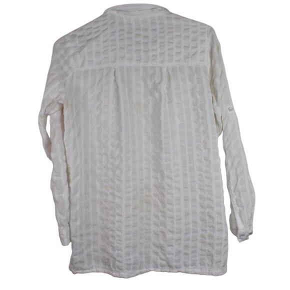 Athleta Top S Womens Textured White Button Down Pockets Long Sleeve Activewear - Picture 7 of 8